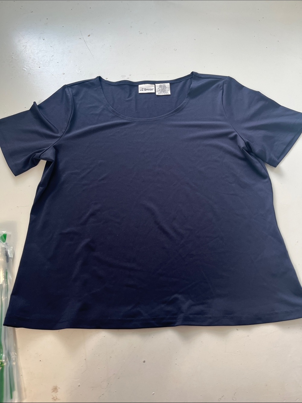 Vintage Liz Baker Medium Short Sleeve Navy Blue T Shirt